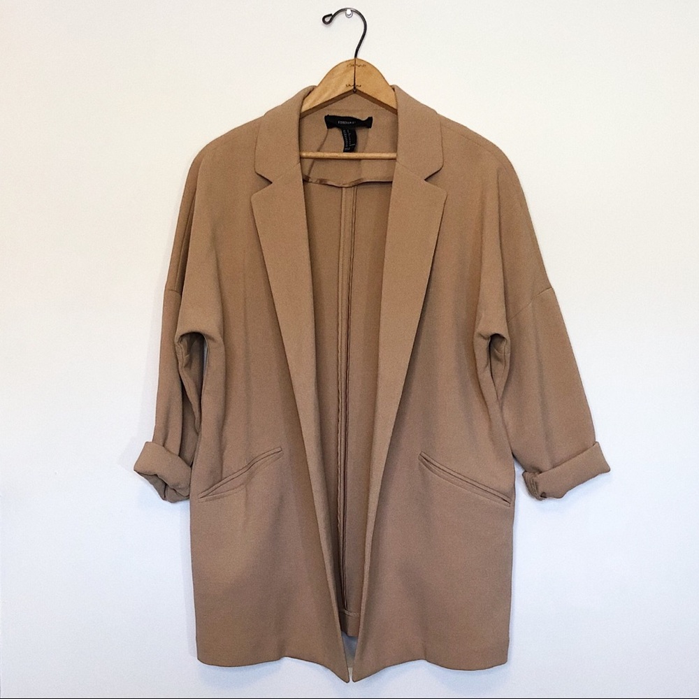 FOREVER 21 | Oversized Open-front Blazer in Camel